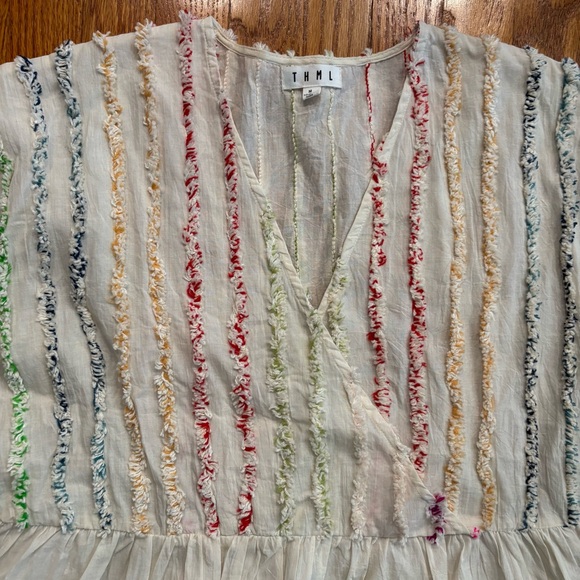 THML white blouse with textured multicolor stripes - Picture 2 of 3